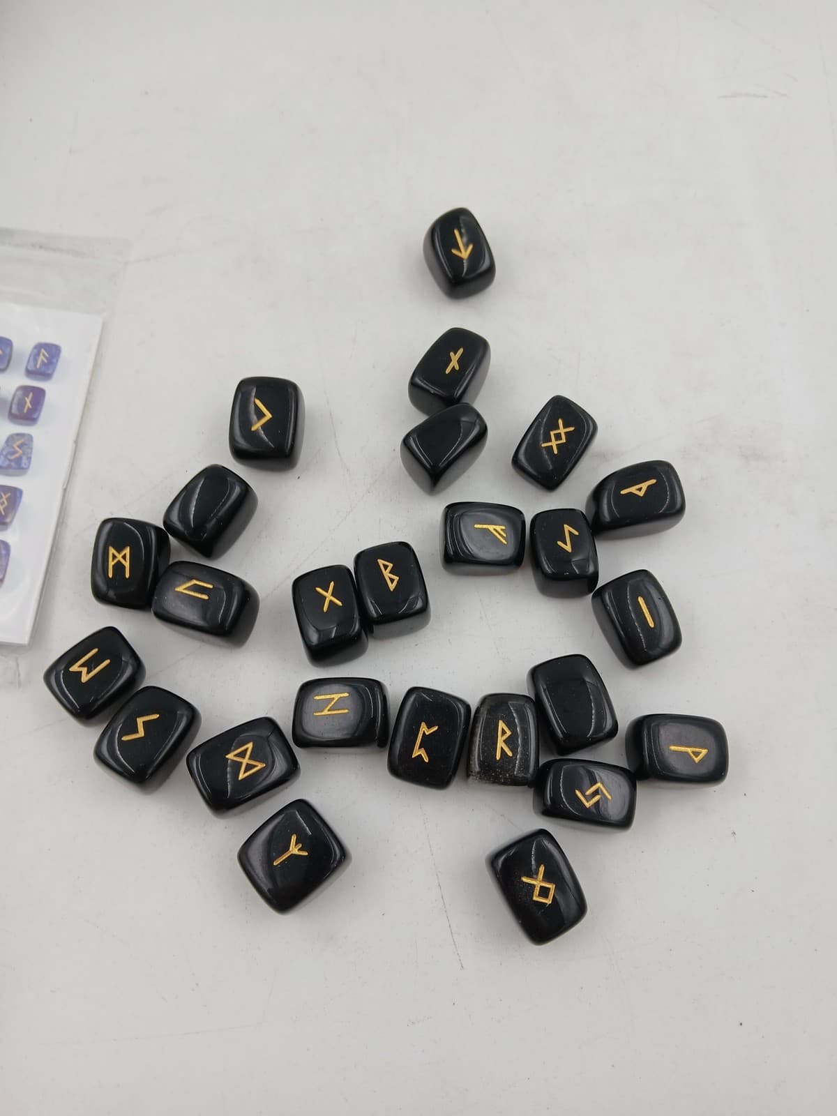 TGS Gems Rune Stones Set Complete Symbols Guide, Pouch & Box Divination Kit 2