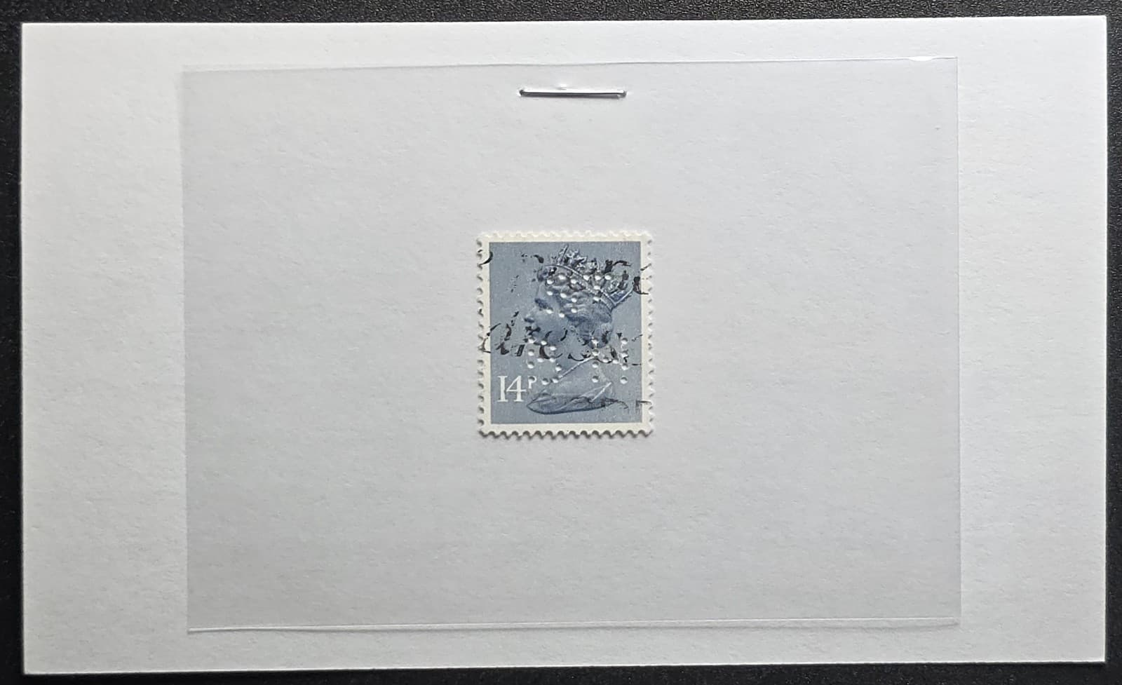 UK - 1970s Queen Elizabeth II 14p Machin Head  - "St BH" PERFIN – Stamp 3