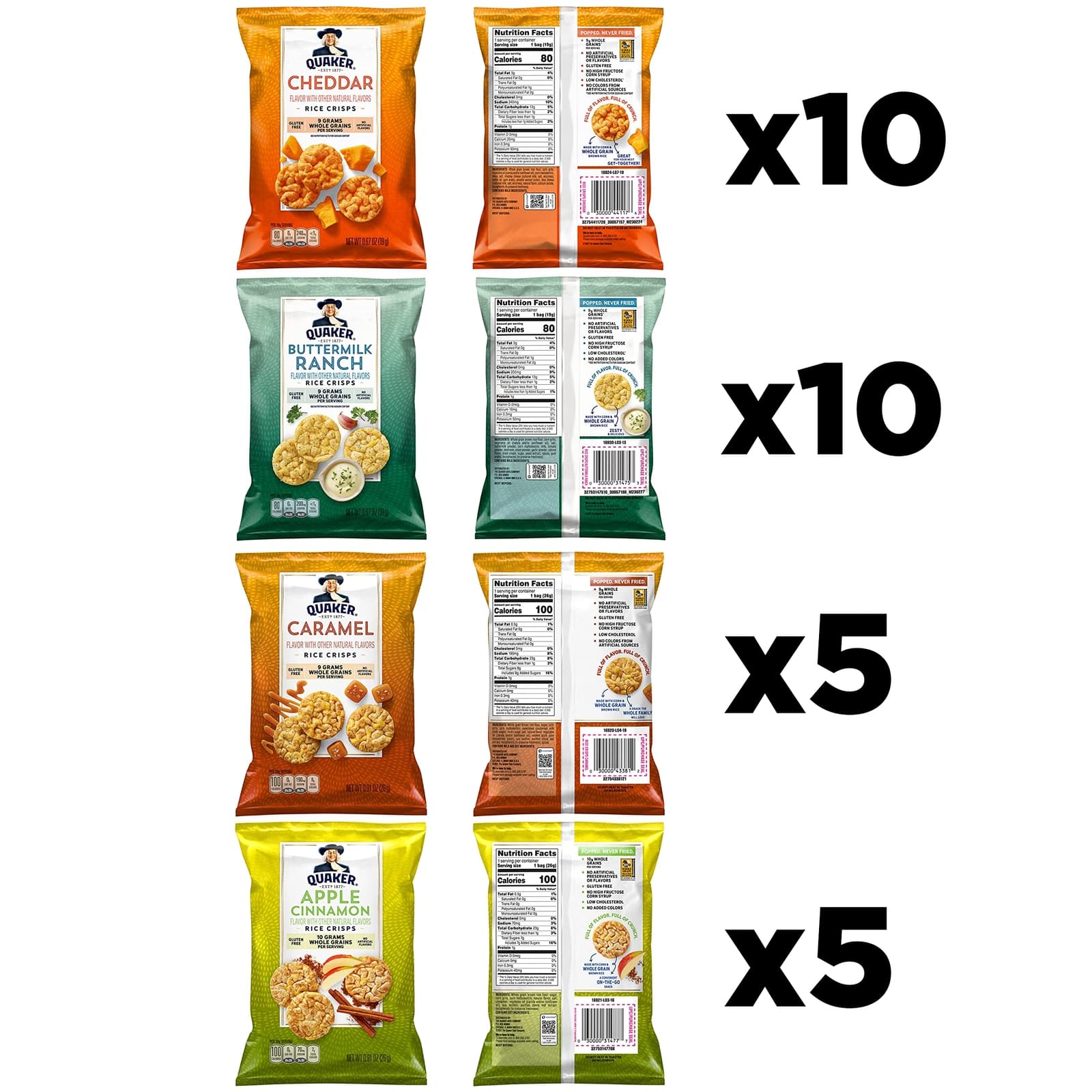 Rice Crisps Gluten Free 4 Flavor Sweet and Savory Variety Mix Single Serve 30... 2