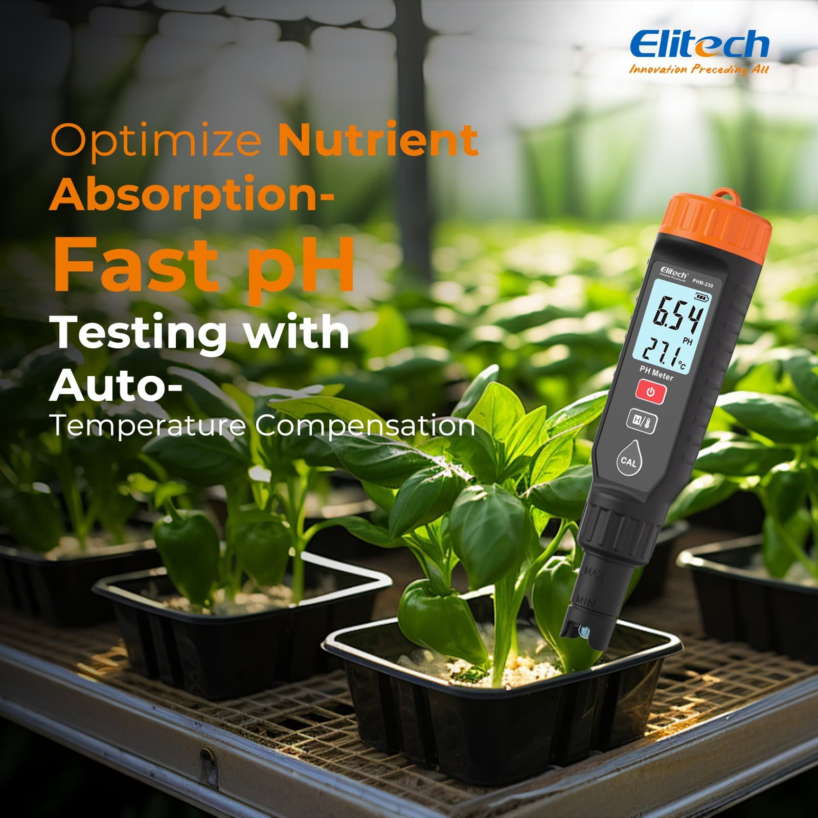 Elitech Smart pH Meter with ATC 3-Point Calibration for Lab Aquarium Hydroponics 6