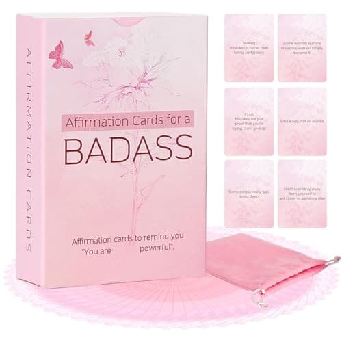  Badass Positive Affirmation Cards Set - Funny Pink Affirmation Cards with Bag 2