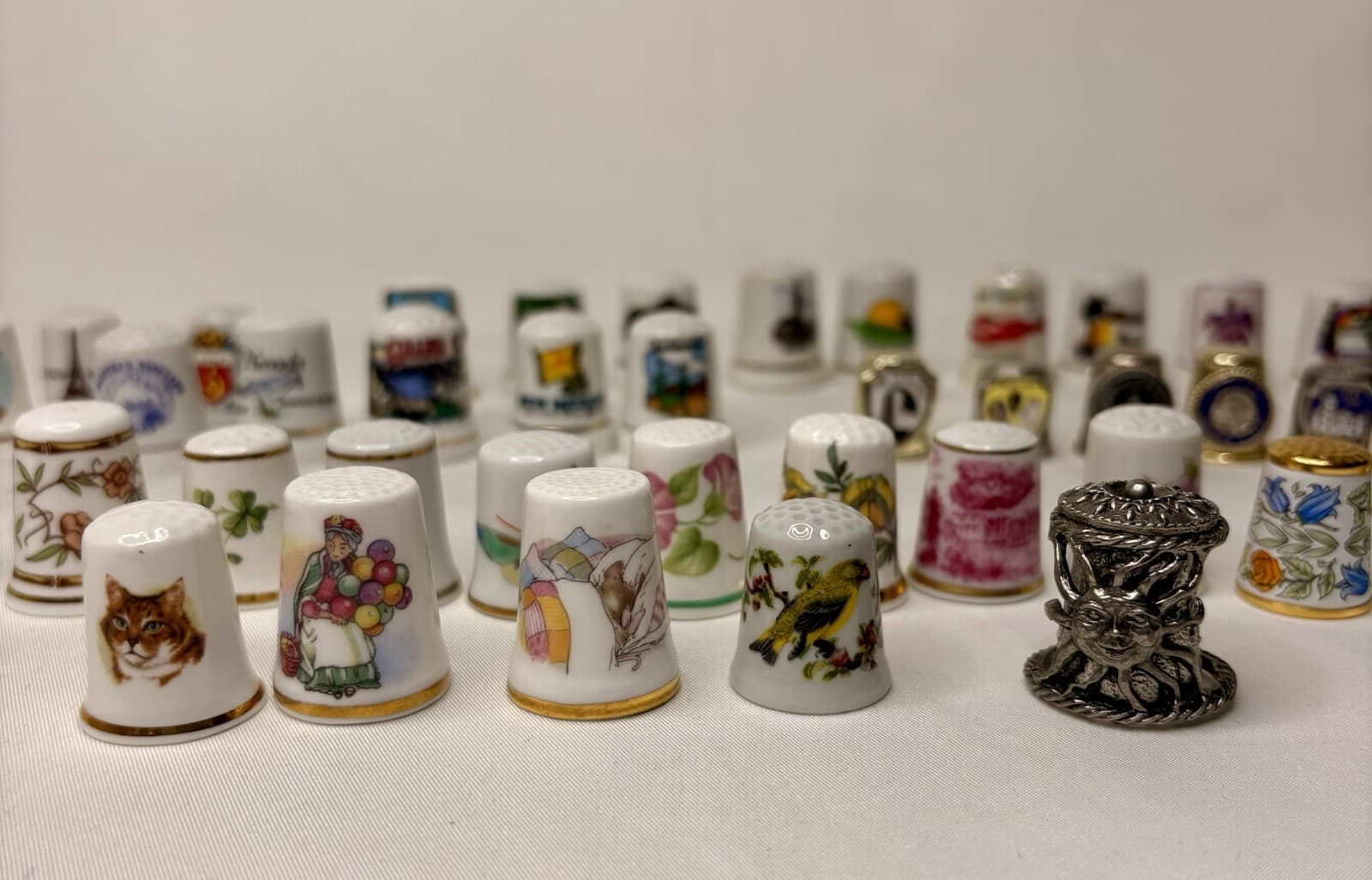 Thimbles Collectibles Lot Of 56! Porcelain, Pewter, Floral, Birds and More! 3