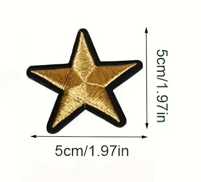 2" GOLD STAR - FIVE POINTED - Embroidered Iron On/Sew-On Patch 2