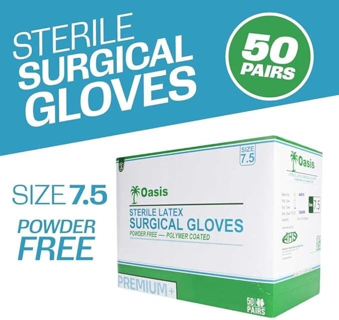 Sterile Latex Surgical Gloves, Size 7.5, Powder-Free, 50 Pairs/Box 4