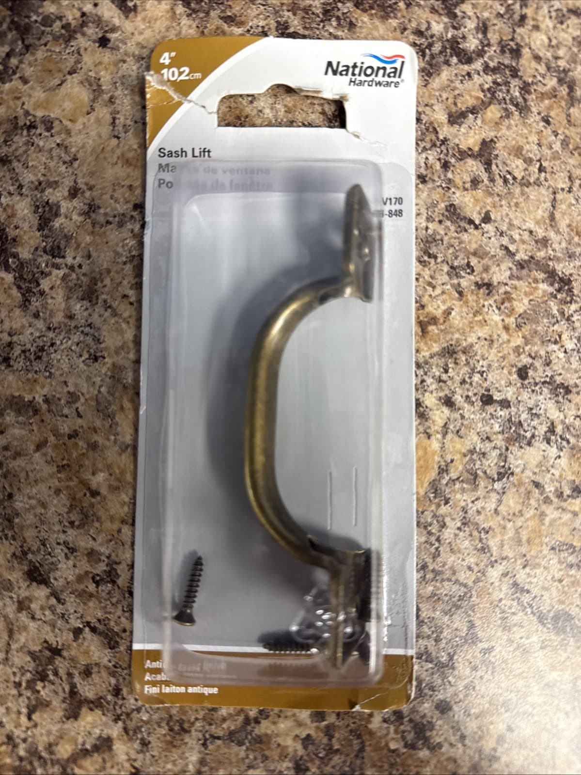 National V170 4 In. Antique Brass Window Sash Lift N164-848