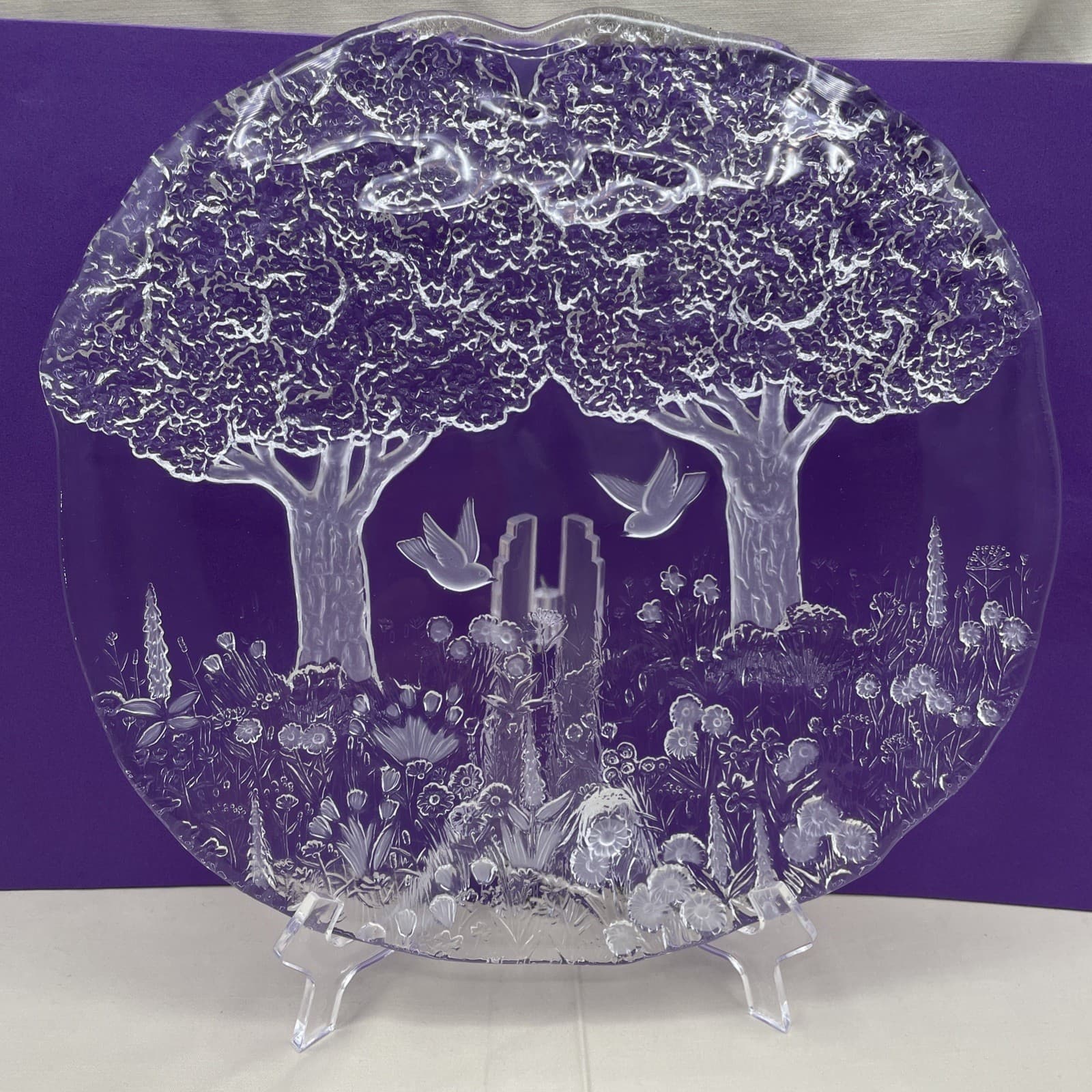 MIKASA TRUE LOVE 14.5” ROUND SERVING PLATTER CLEAR GLASS VINTAGE Heavy LN