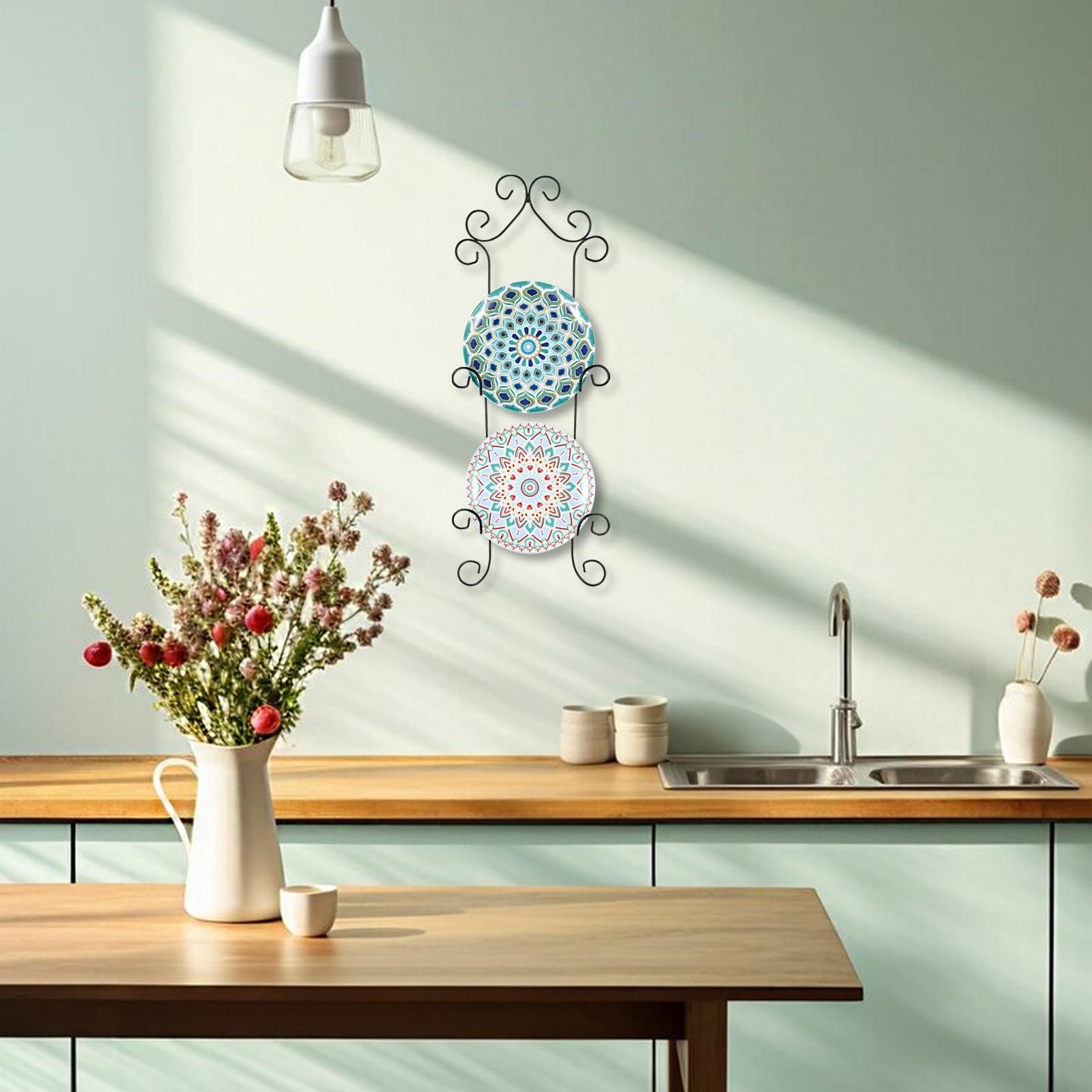 3-Tier Wall Plate Hangers for Plates Up To 8 Inch Black Metal Plate Rack 2