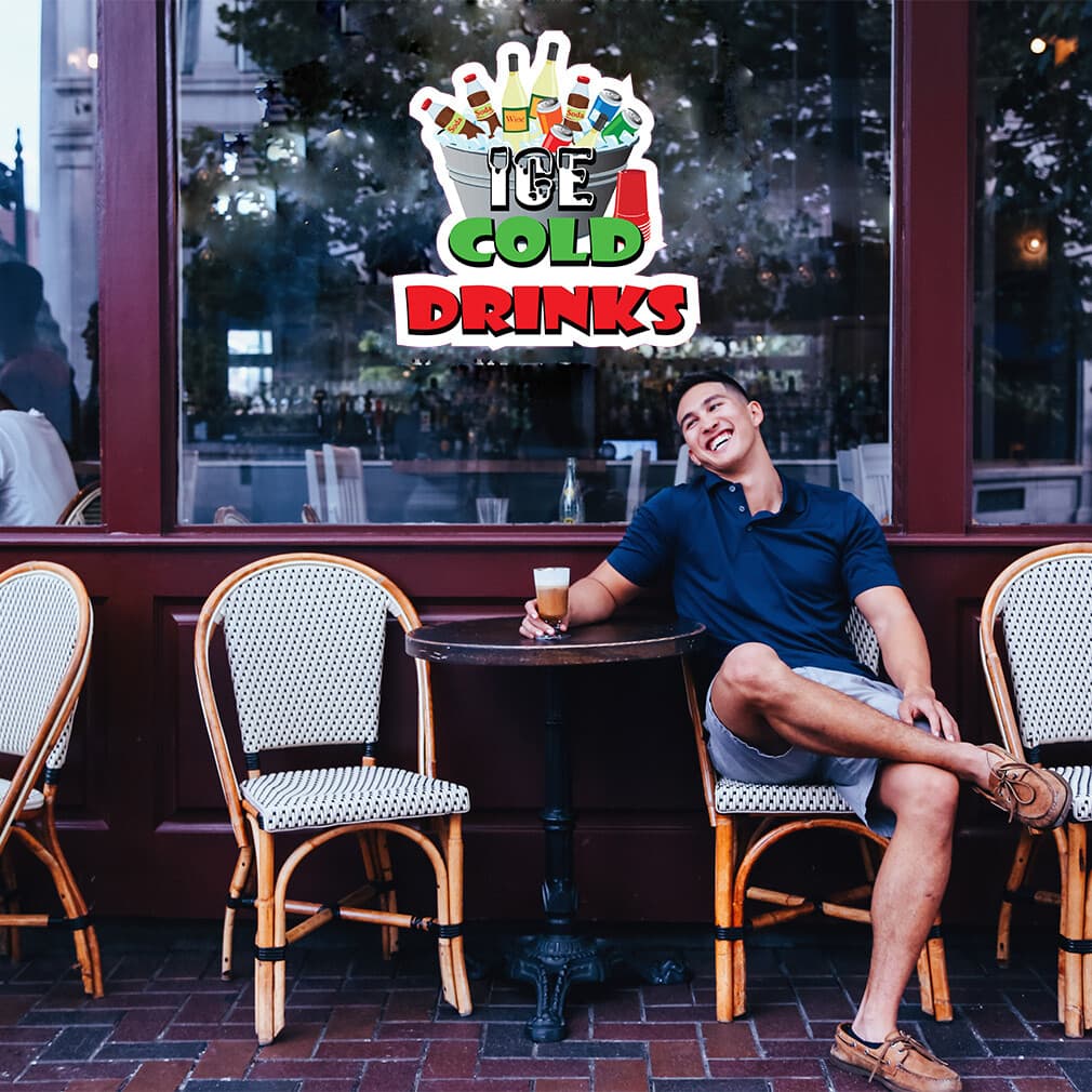 Food Truck Decals Ice Cold Drinks Style B Restaurant & Food Concession Sign Red 3