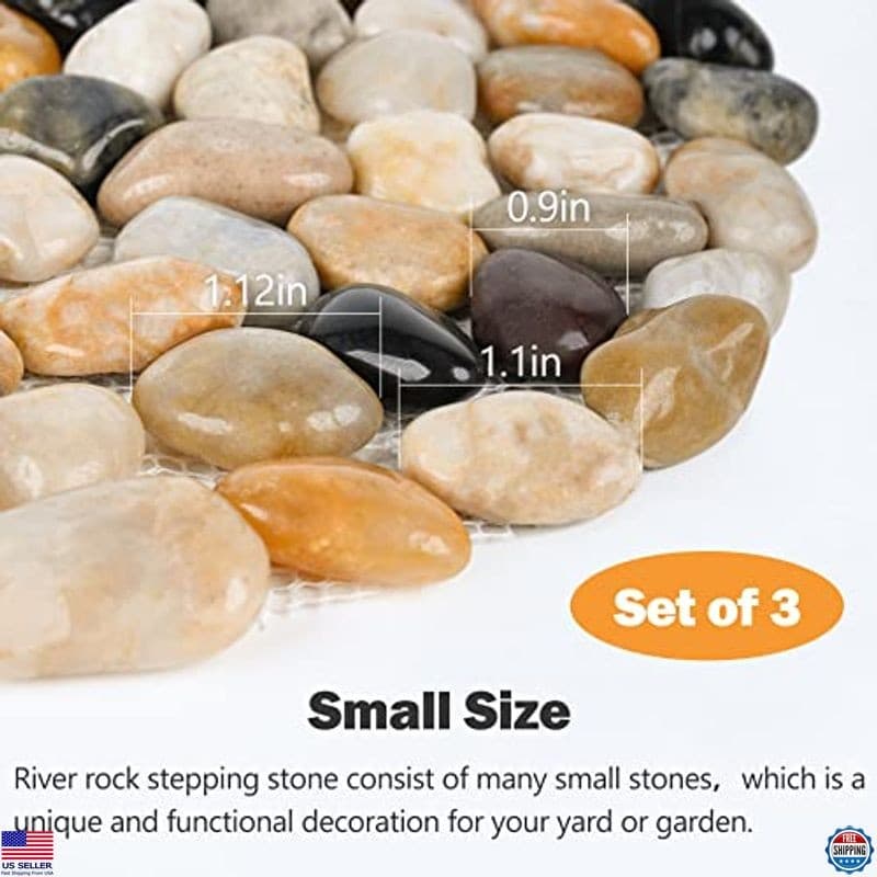River Rock Stepping Stones Outdoor for Garden Walkway, 12 inch Diameter 3 Pcs 3