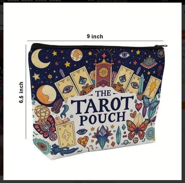 Cute Zippered Tarot Pouch for Your Tarot Decks or Cosmetics, 9 by 6.5 inches 3