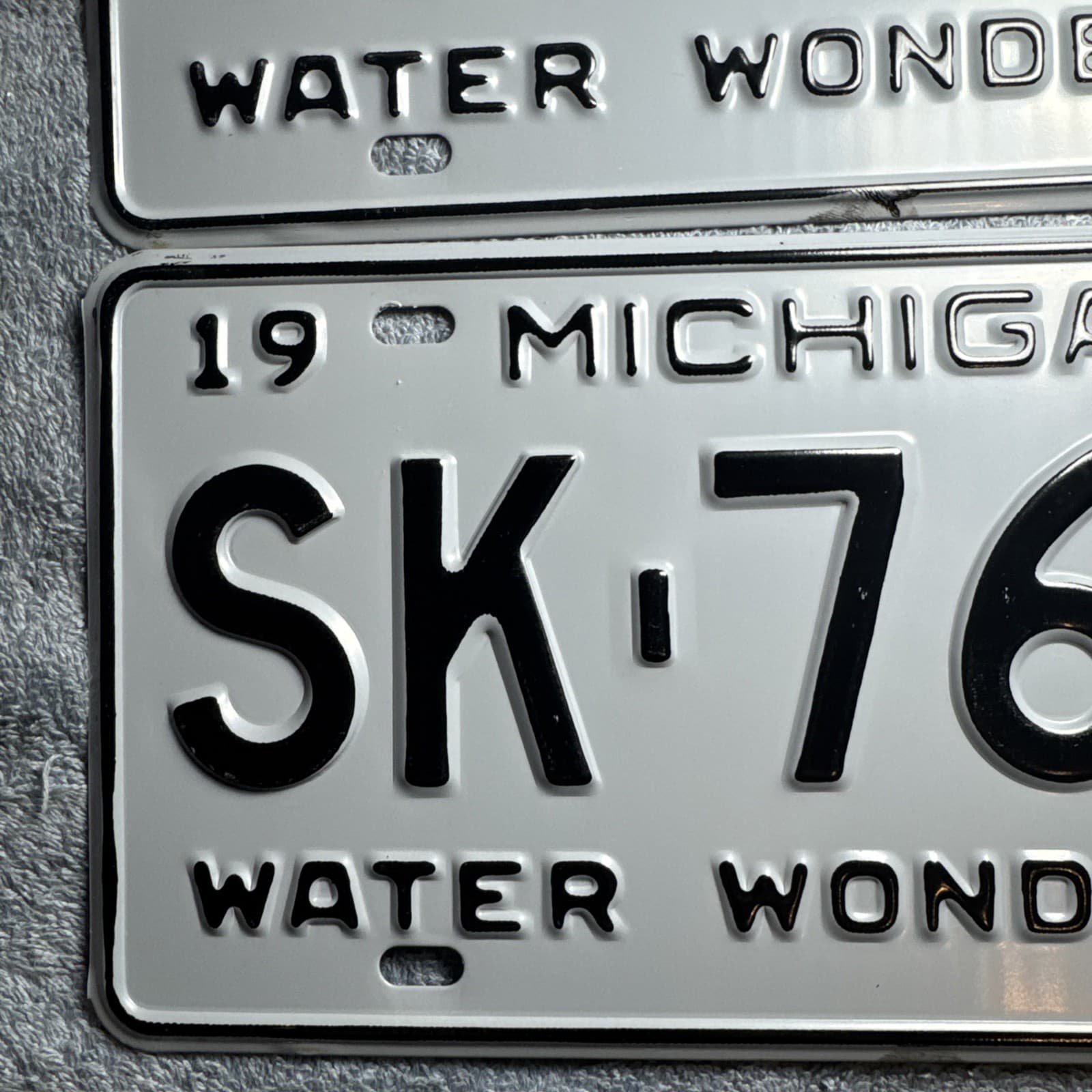 1958 Michigan License Plate Pair SK-7637 Water Wonderland 4