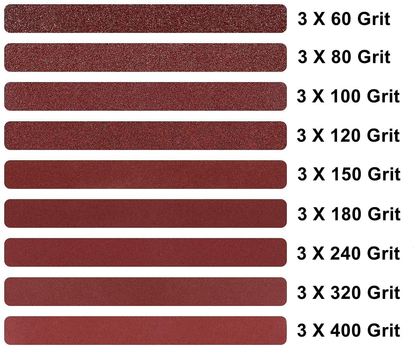 27PC 1"x30" 25x762mm SandingBelts Assortment 60-400 Grit SandpaperforWoodworking 4