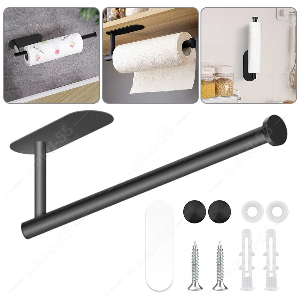 Holder Kitchen Roll Towel Paper Rack Under Cabinet Wall Toilet Self Adhesive