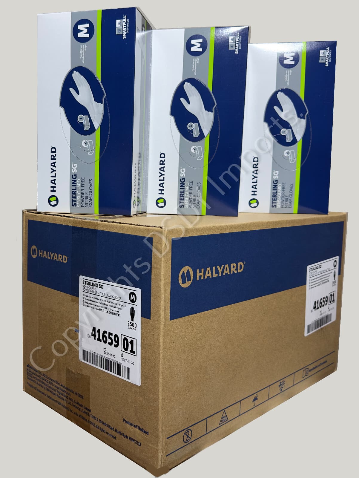 2500 HALYARD NITRILE STERLING SG EXAM GLOVES (1xCASE) (L/M/S powder & latex free