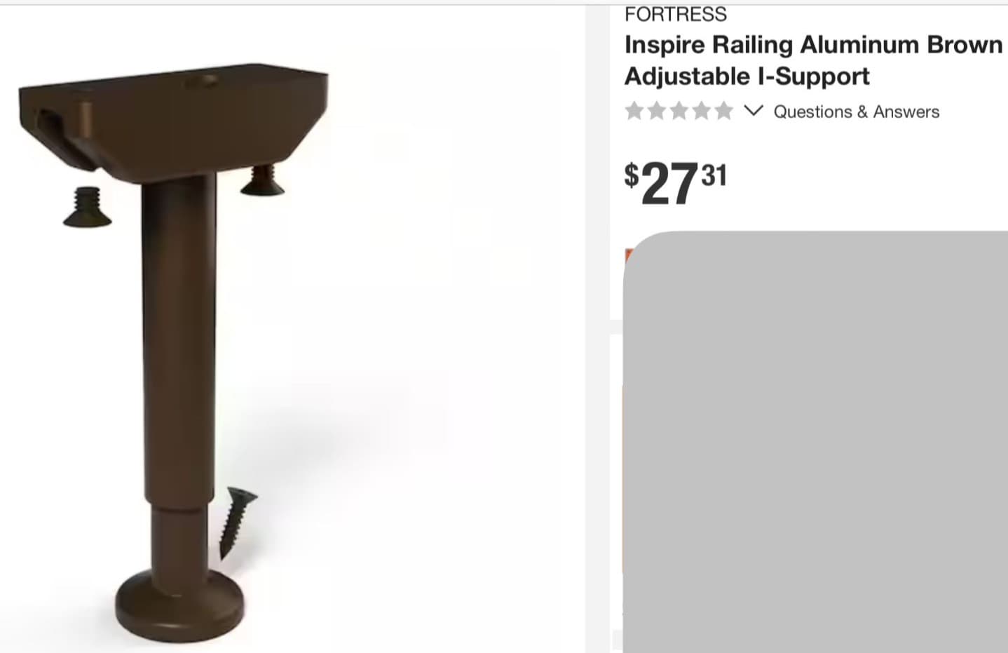 FORTRESS Inspire Railing Aluminum Brown Adjustable I-Support 4