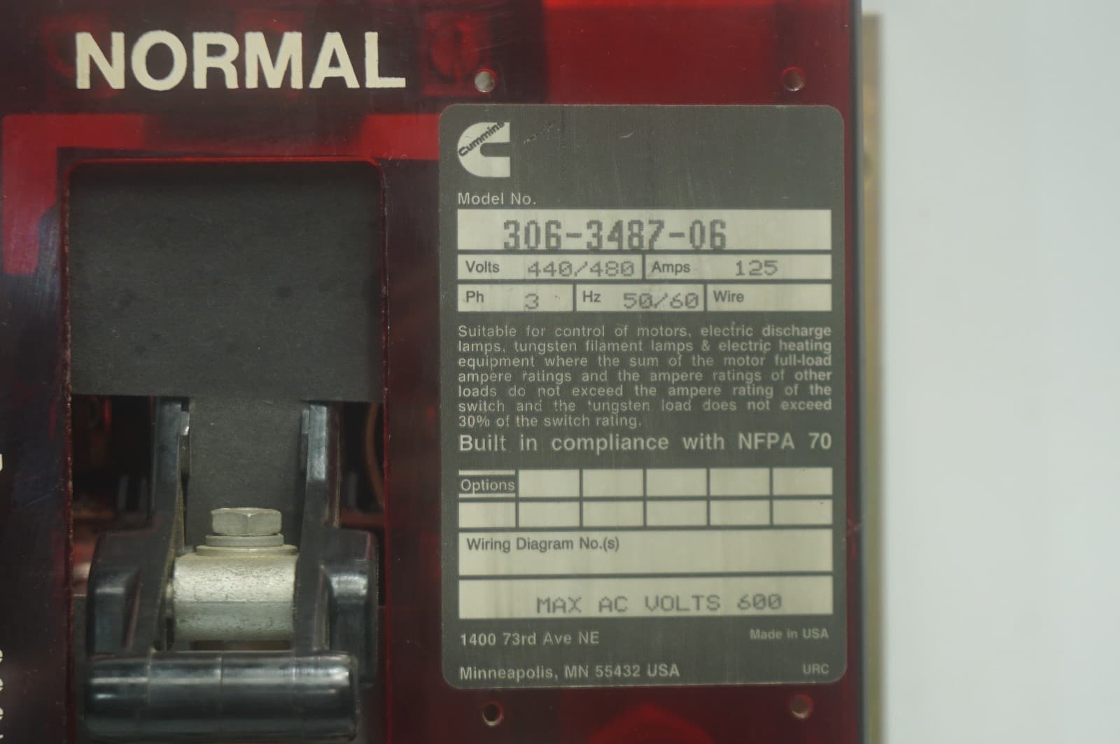 Onan Cummins 306-3487-06 Automatic Transfer Switch 212-04-45 Linear Motor 2