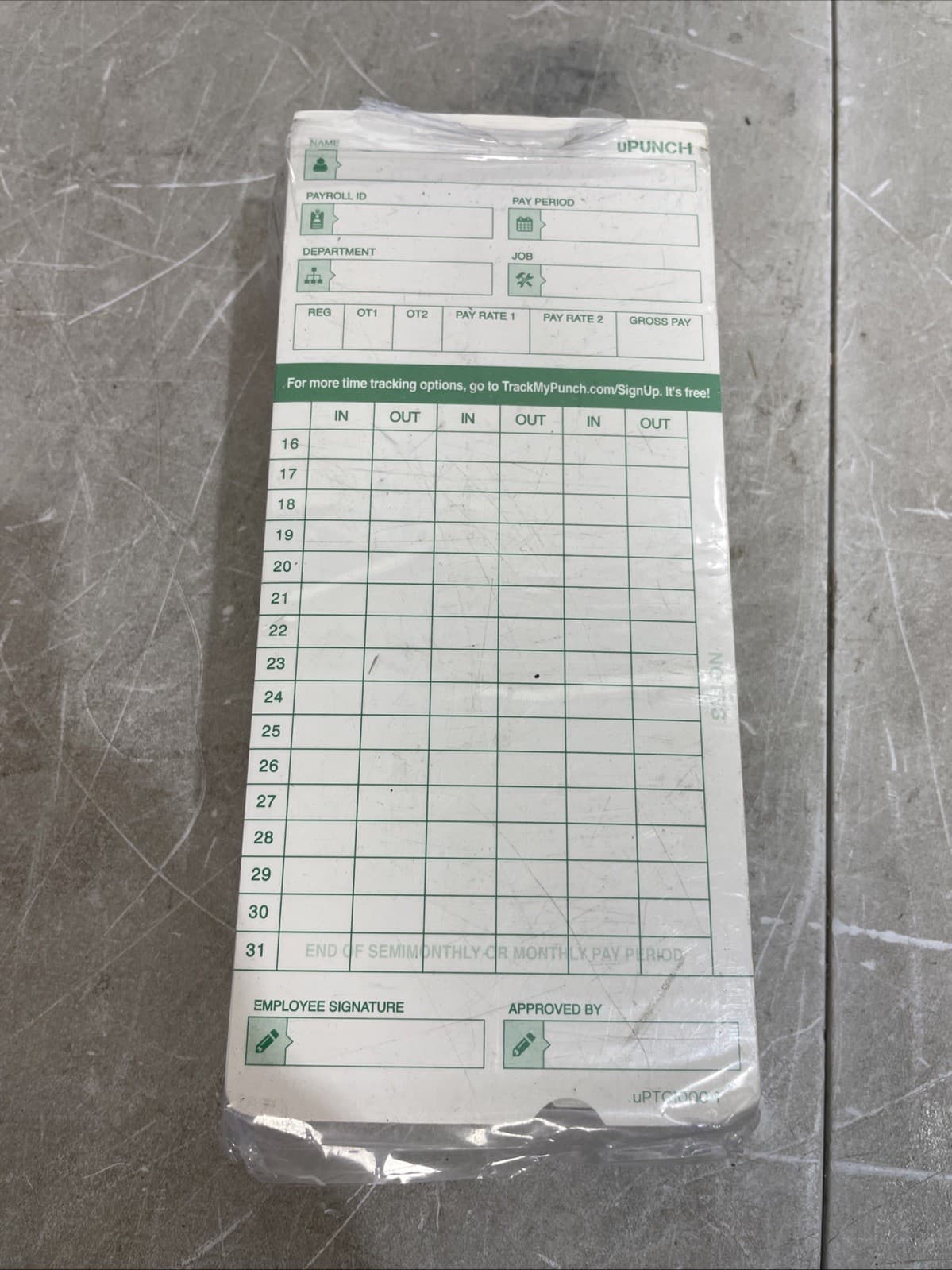 uPunch AutoAlign Time Cards 100 Double-Sided HNTCG1100 For uPunch Time Clocks 3