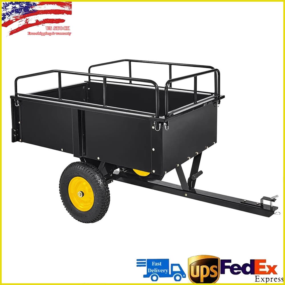 750lb Heavy Duty Dump Cart Garden Utility Trailer for ATV UTV Lawn Mower Tractor