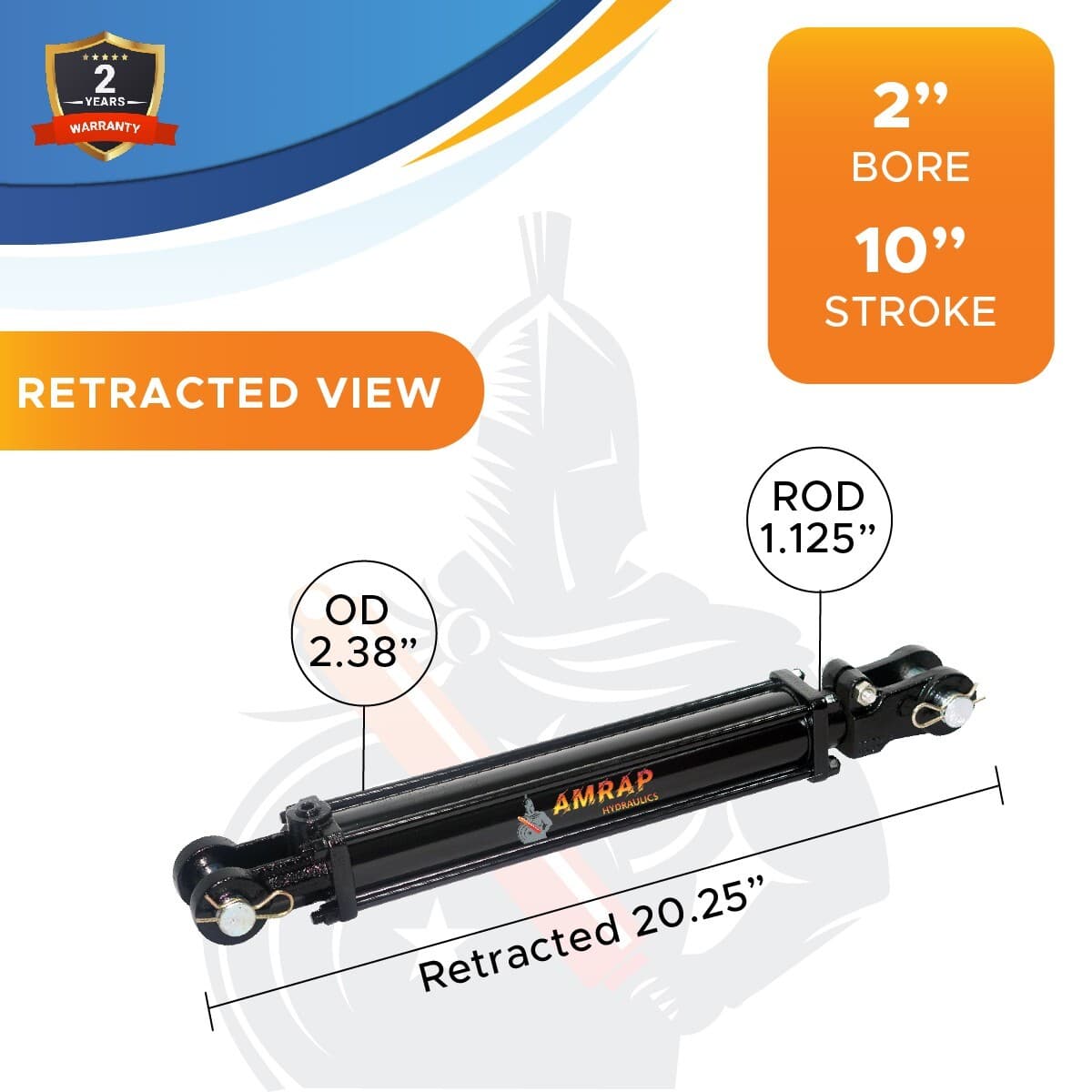2x10 Hydraulic Cylinder 2" Bore 10" Stroke Double Acting Tie-Rod Cylinder - SAE 3