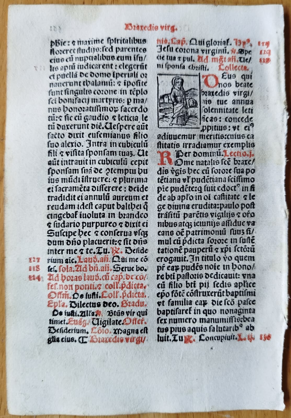 Post Incunable Leaf Brevarium Pataviensis Small Woodcut (562) - 1508 2