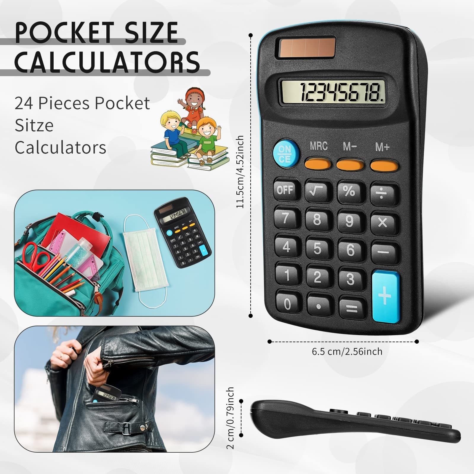 24 Pack Basic Calculators for Students Pocket Size Mini Calculators 8 Digit  4