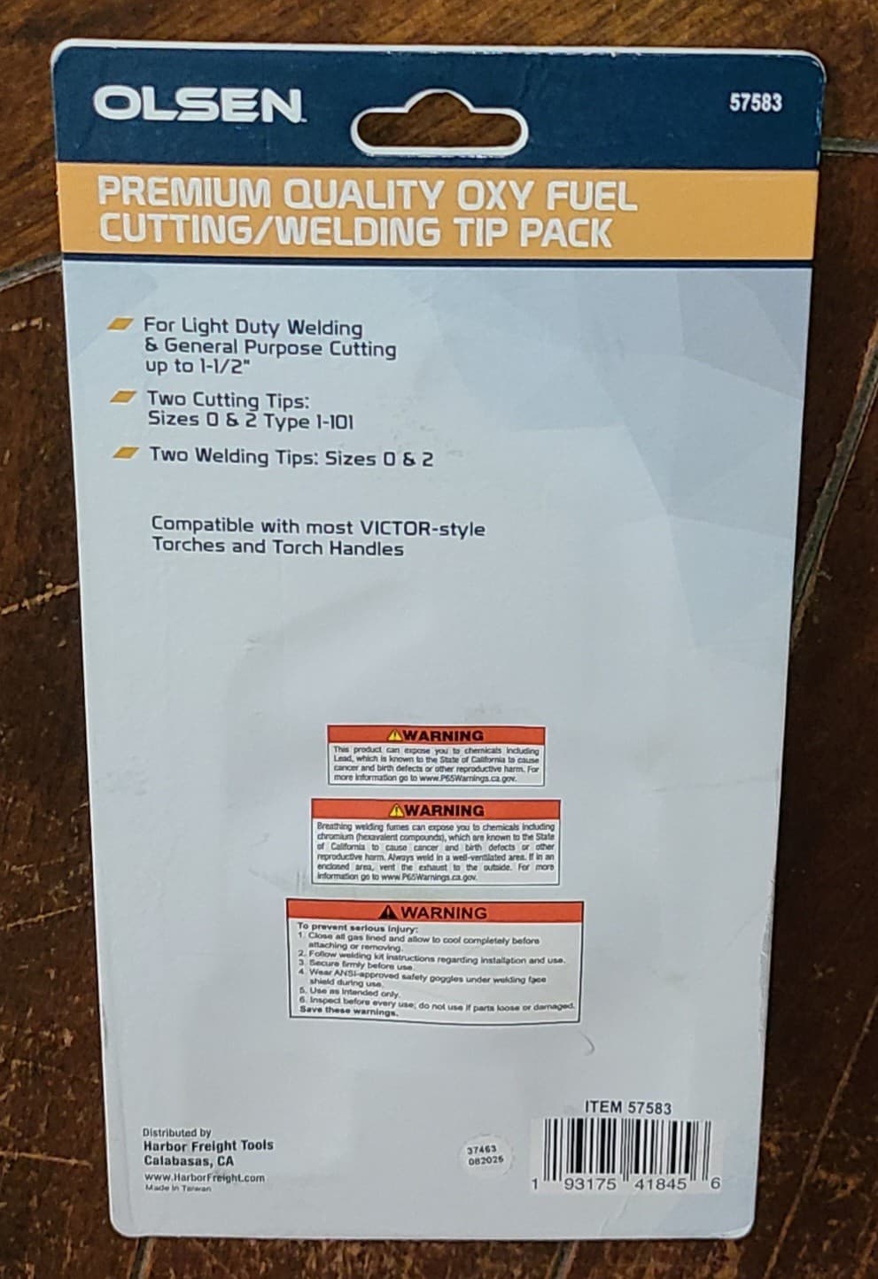 4pc Olsen Premium Quality Oxy Fuel Cutting/Welding Tip Pack ~ Item #57583 2