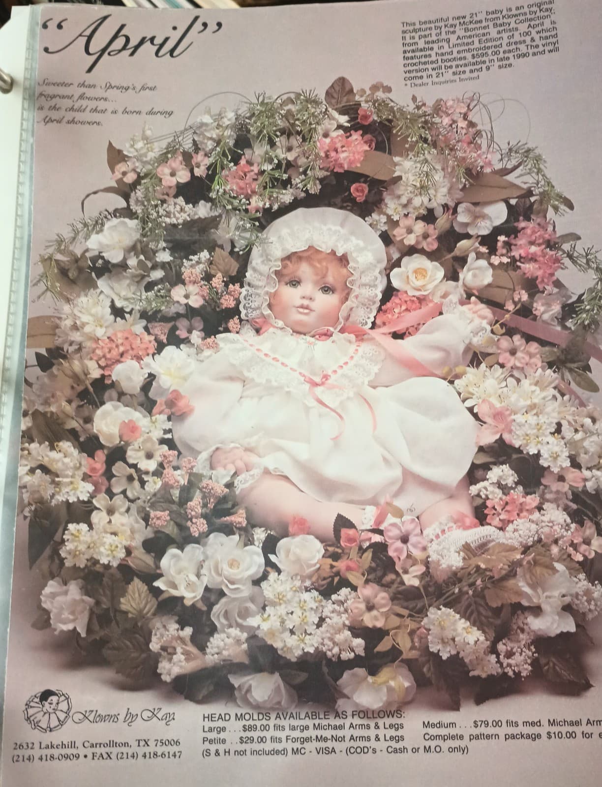 Vintage Ceramic Slip Mold Doll Baby Head Large April Klowns by Kay 6