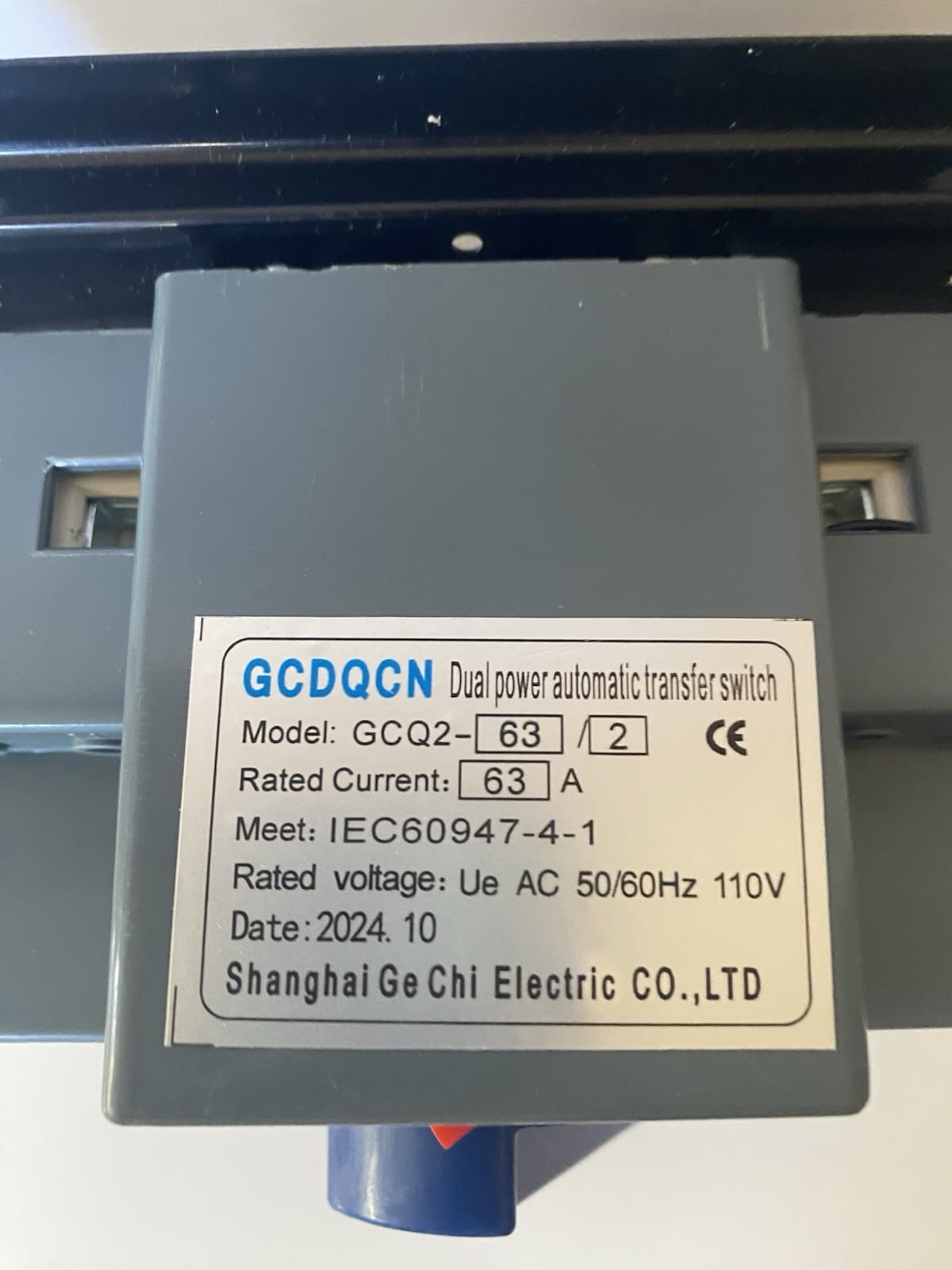 2P/63A Dual Power Transfer Switch Generator Automatic Changeover Switch AC110V   3