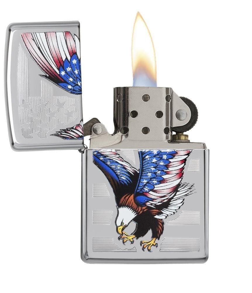 Zippo 28449, American Eagle and Flag, High Polish Chrome Lighter 2