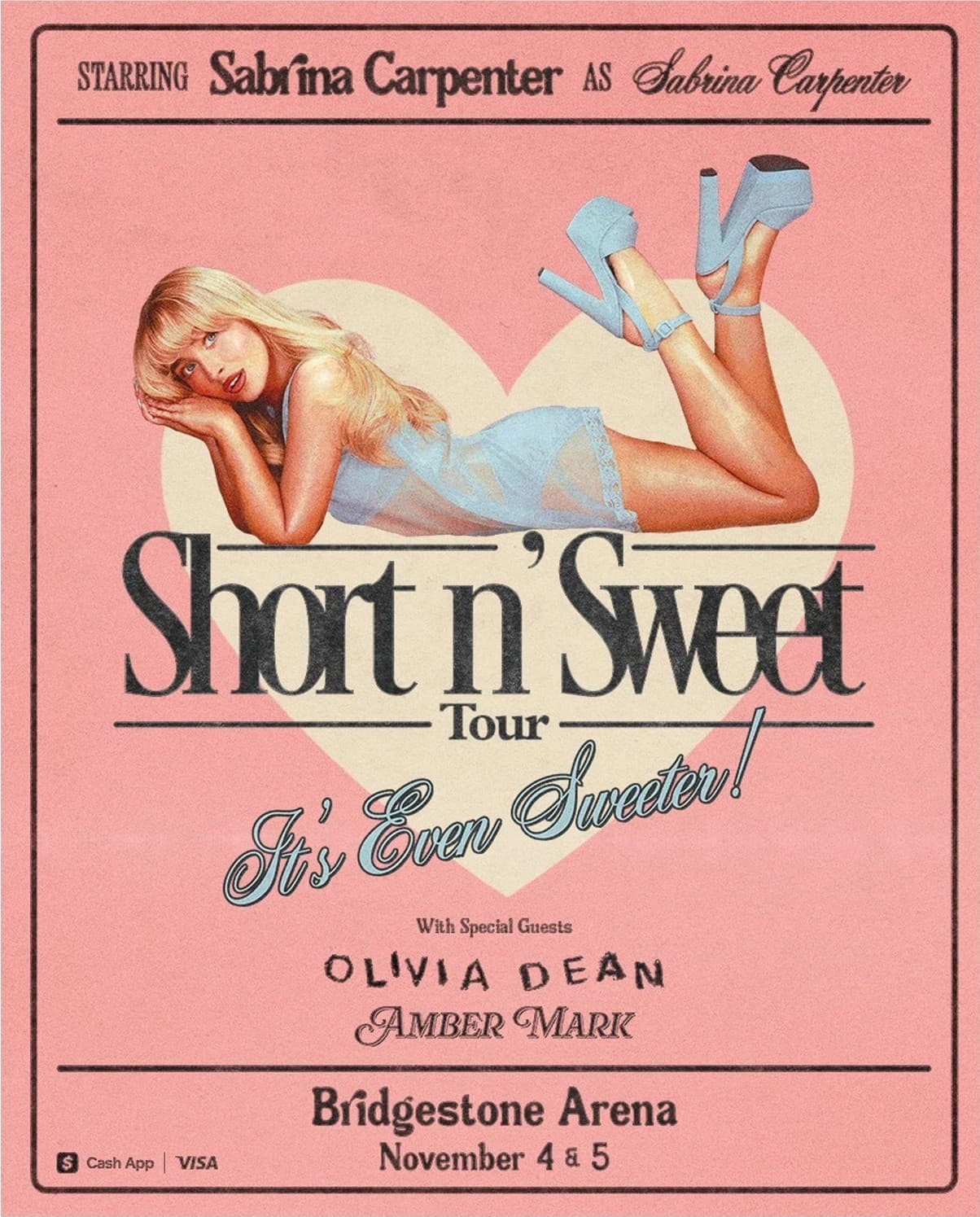 NEW! Sabrina Carpenter Short n' Sweet Tour Nashville, TN Poster 2