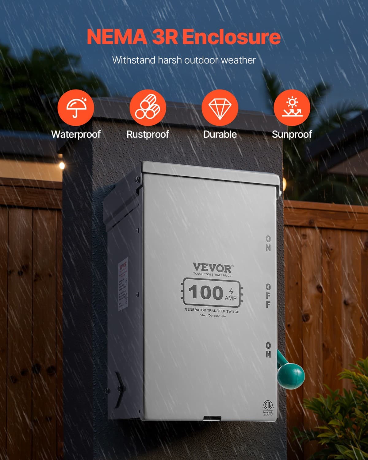 VEVOR 100A Generator Transfer Switch 24000W Manual Transfer Switch 120/240V 5
