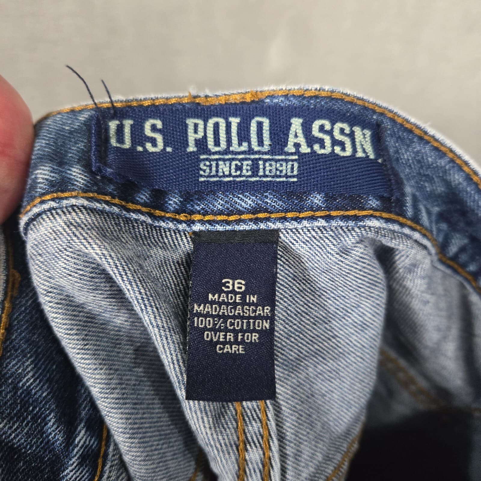 VTG U.S Polo Assn. Baggy Jean Shorts Mens 36 Blue Carpenter Jorts distressed Y2K 5