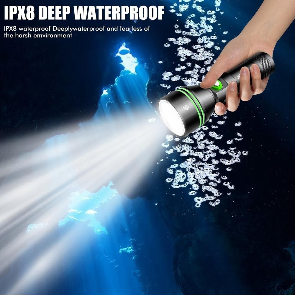 Professional Underwater Scuba Diving Flashlight LED Waterproof Dive Light Lamp 2