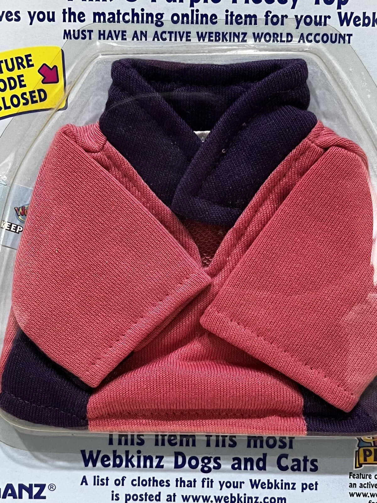 NEW Webkinz Pink & Purple Fleecy Top NEW Sealed w/ Code Clothes Plush FREE ship 2