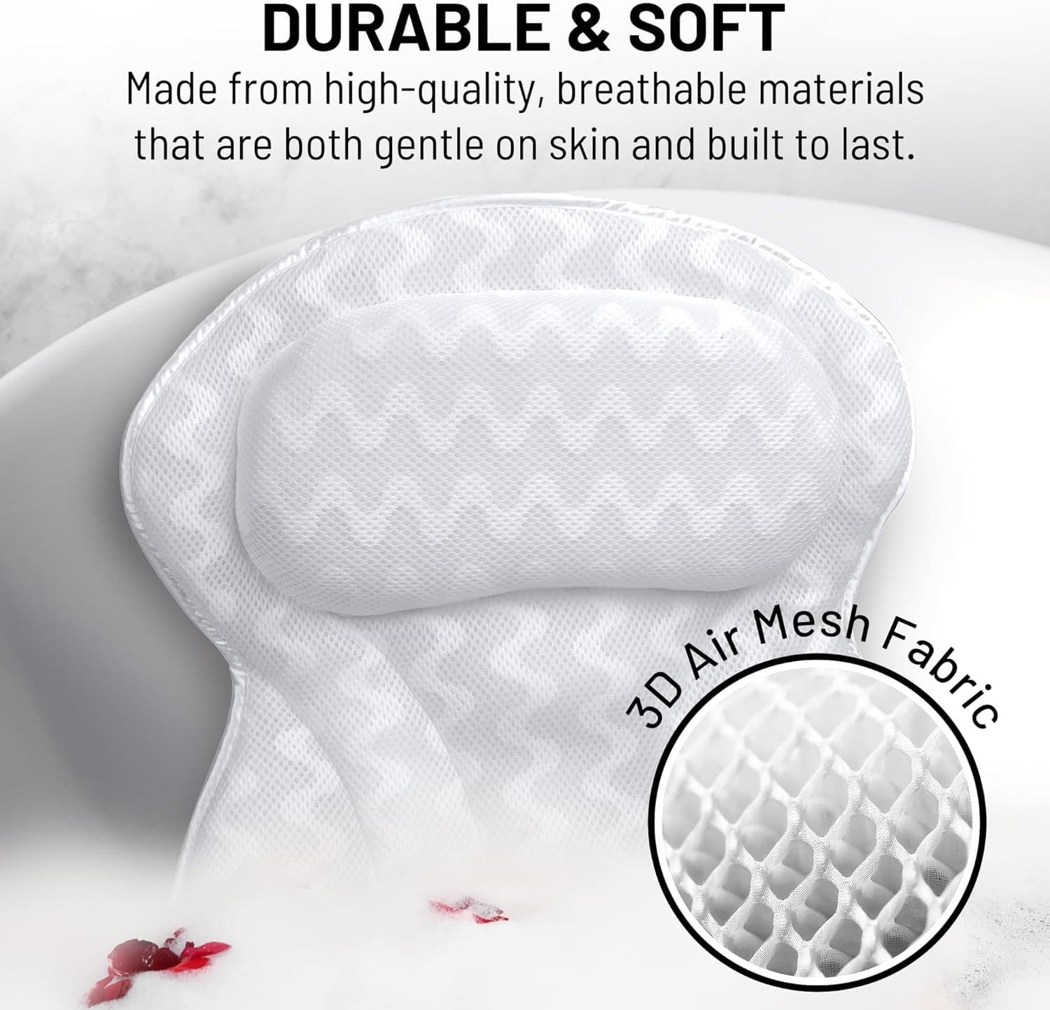 Bath Pillow for Tub Neck and Shoulder Support with Strong Suction 3