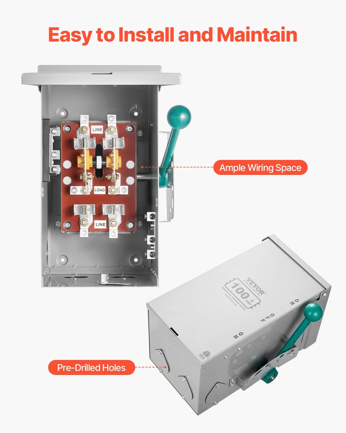 VEVOR 100A Generator Transfer Switch 24000W Manual Transfer Switch 120/240V 6
