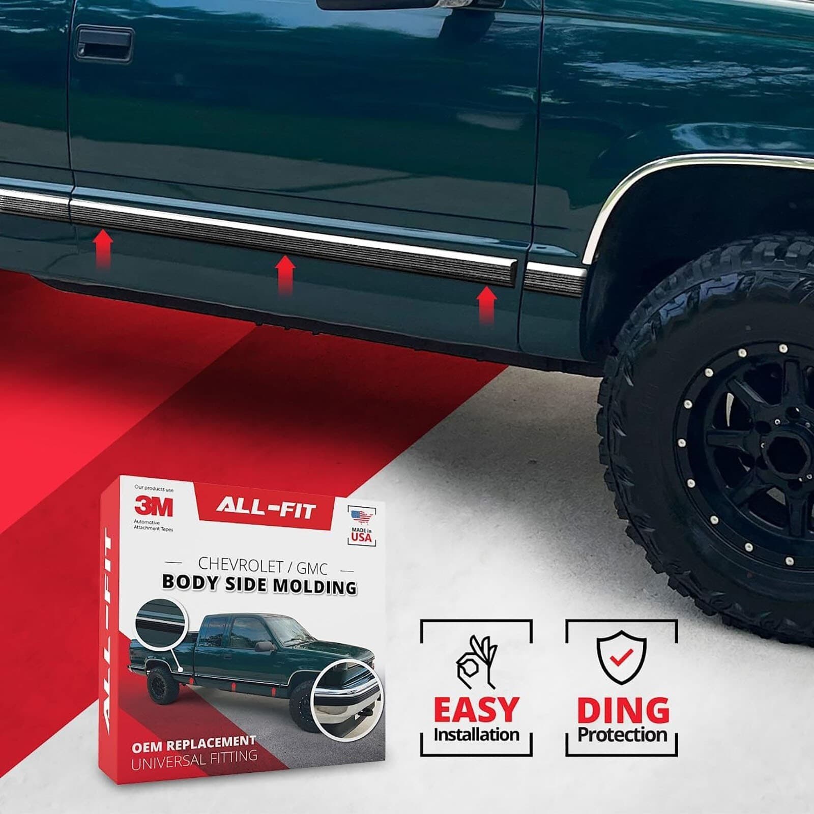 Replacement Side Molding Trim fits 1988-99 Chevy/GMC Truck Old Body Style 26 Ft 5