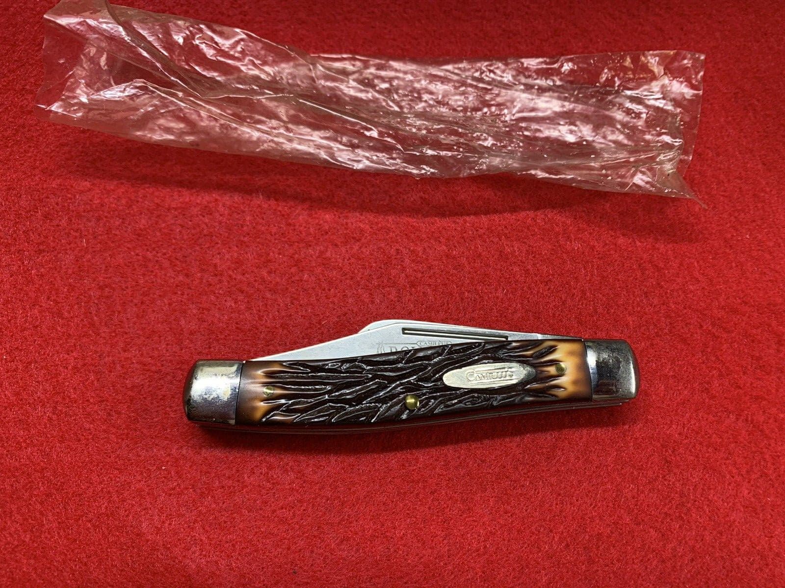 VINTAGE 3 BLADES CAMILLUS ROUGH CUT TOBACCO STOCKMAN 4" POCKET KNIFE