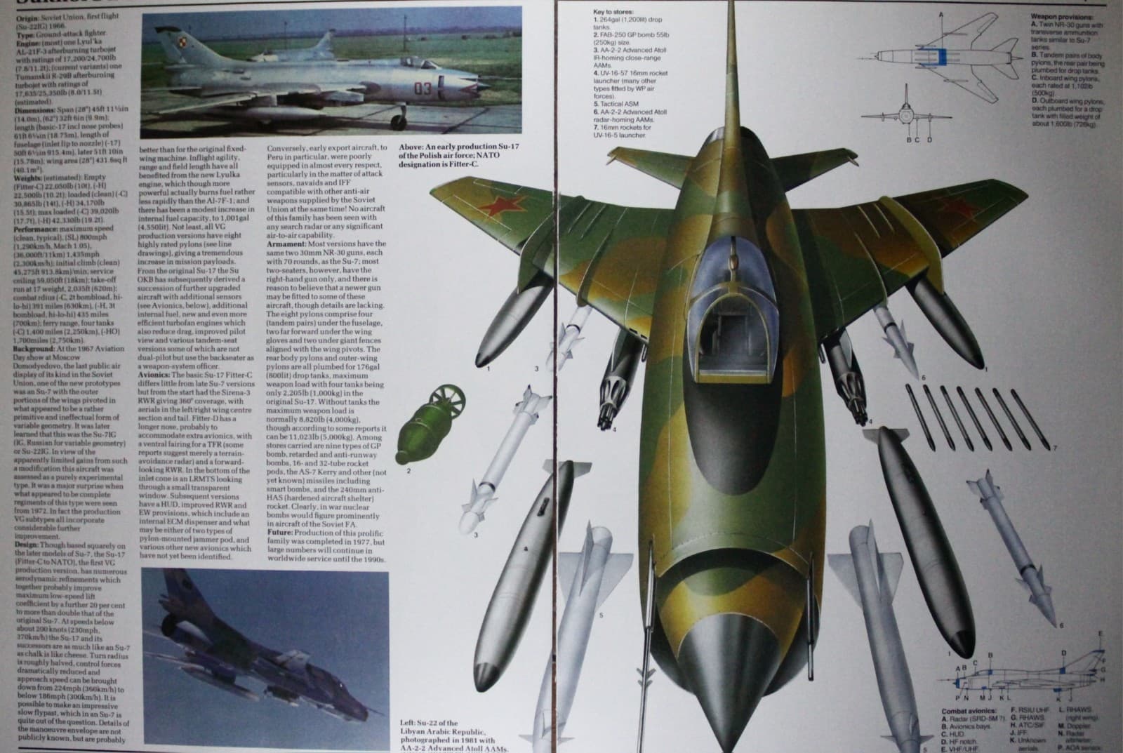 Sukhoi Su-17 22 Picture Aircraft Weapon Article Vtg NOS Sheet Wall Art