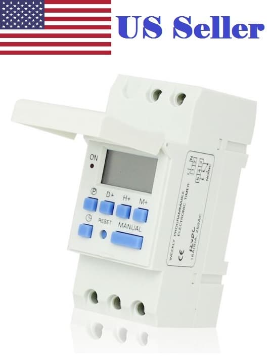 DC12V 16A Digital LCD DIN Programmable Weekly Rail Timer Time Relay Switch  2