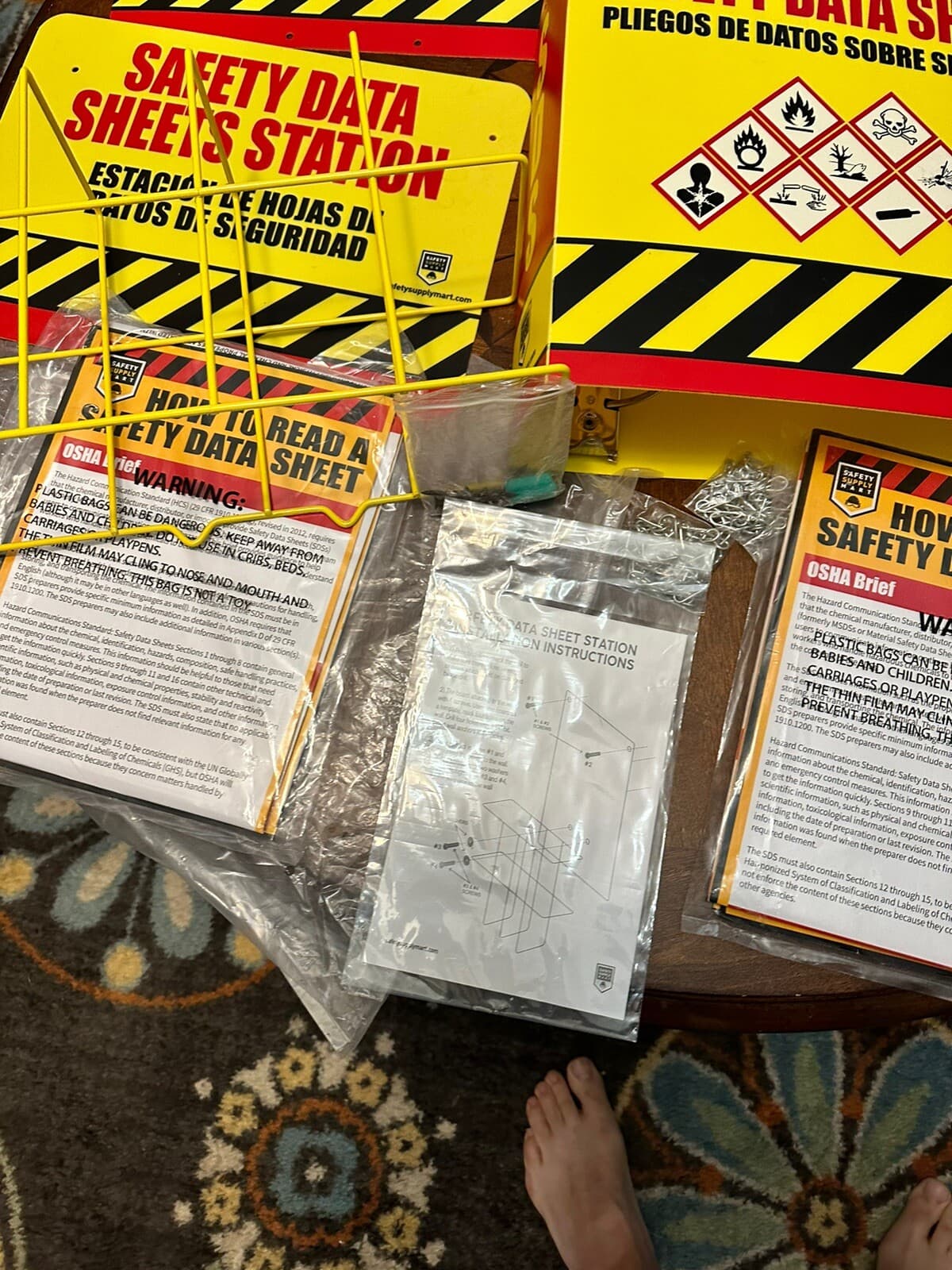 2 SDS Wall Stations With Safety Data Sheet Binder with Display Signs  "3 Ring" 4