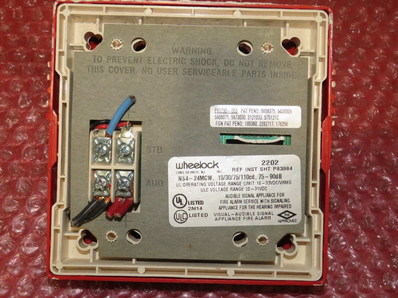 WHEELOCK NS4-24MCW FIRE ALARM HORN STROBE RED 3