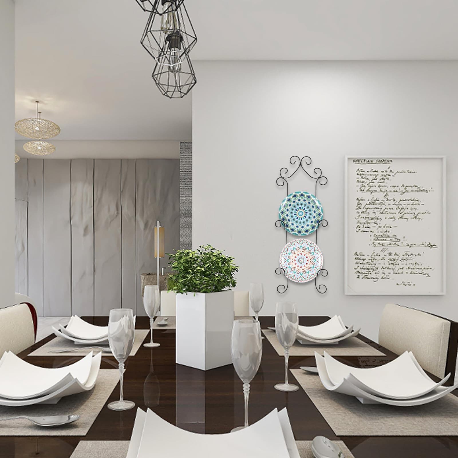 3-Tier Wall Plate Hangers for Plates Up To 8 Inch Black Metal Plate Rack 6