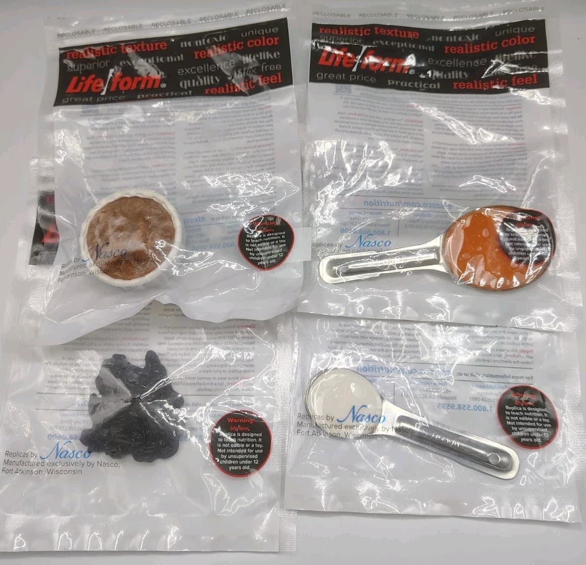 Life Form Food By Nasco Replica Food Lot Of 4 Pieces In Open Bags Condiments  2