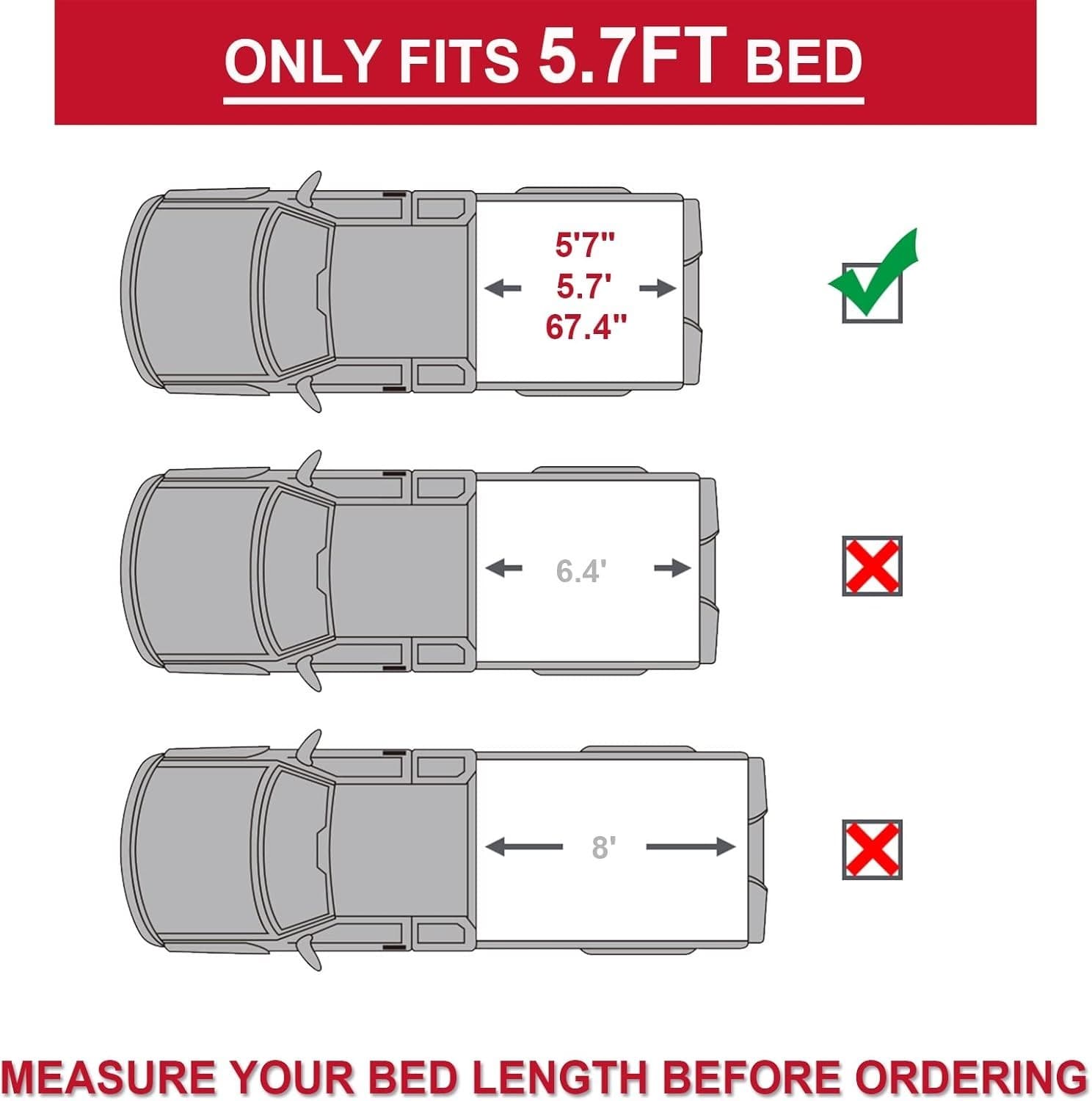  Ram1500 5.7FT Tri-Fold Tonneau Cover Fits 2009-2024 Dodge 5.7ft Soft Tri Fold 3