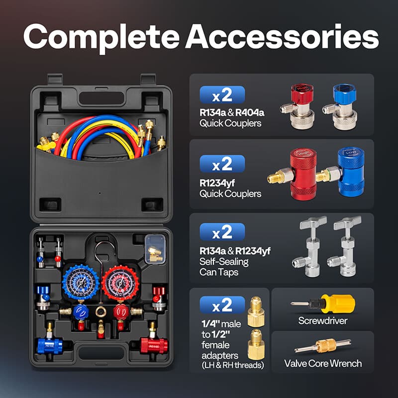 AC Manifold Gauge Set 3 Way For R1234yf R404a R134a Refrigeration Charging 2