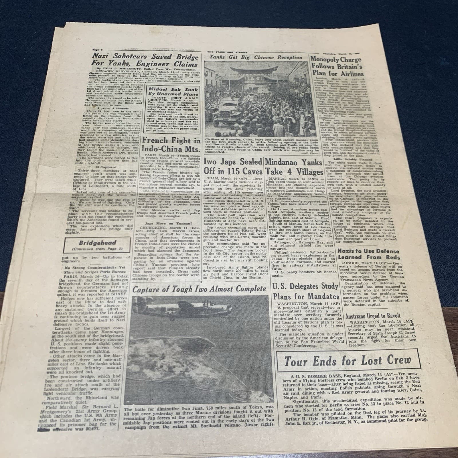 Vintage WW2 Stars & Stripes Newspaper March 1945 “26 Planes Shot Down”. F9 5