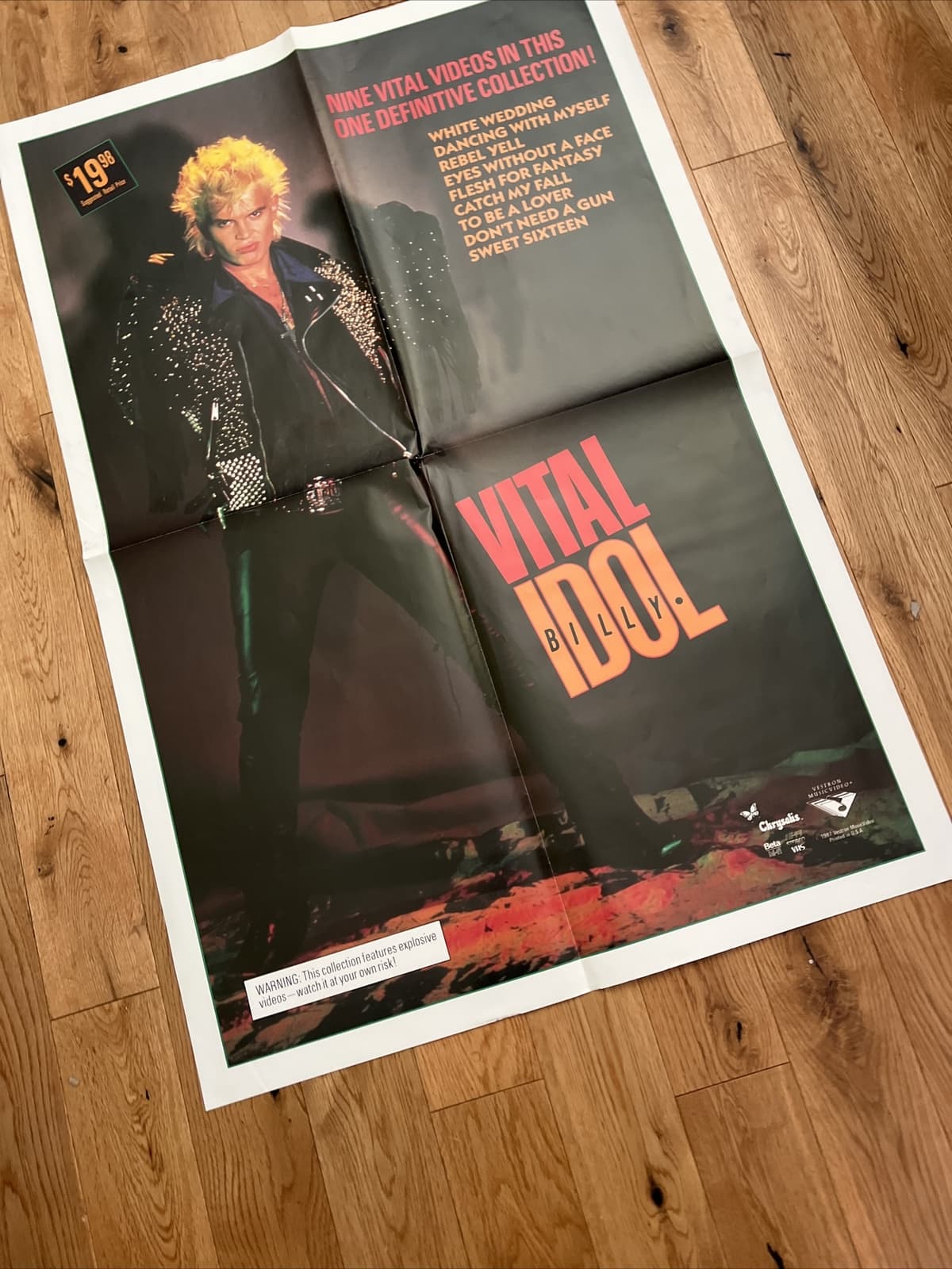 Billy Idol Vital Idol Poster 1987 Vestron MusicVideo USA Fast S/H 6
