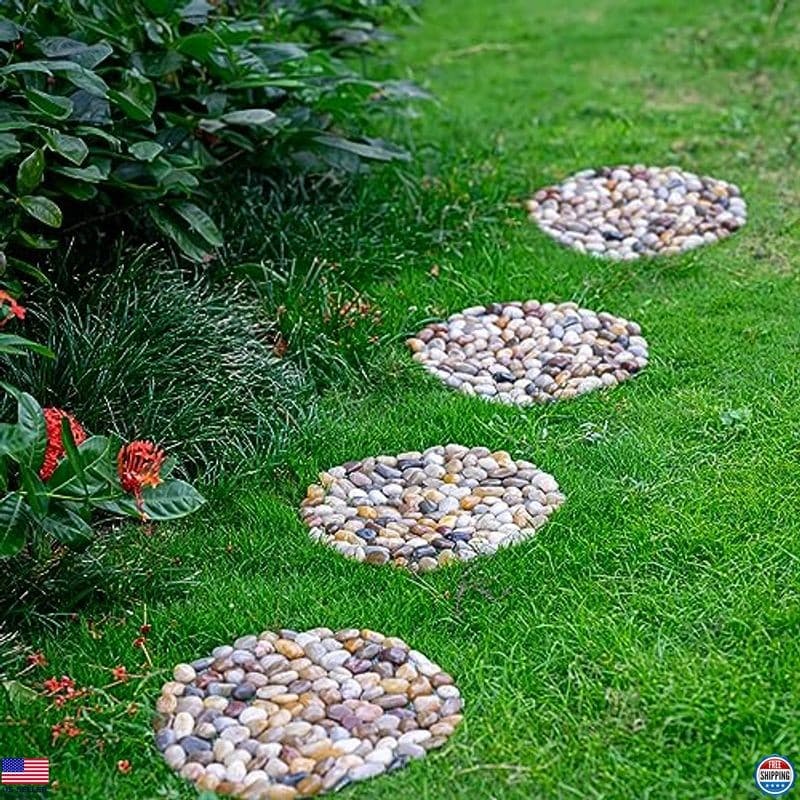 Elegant River Rocks Stepping Stones - 6 Polished Pebbles for Garden Pathway 3