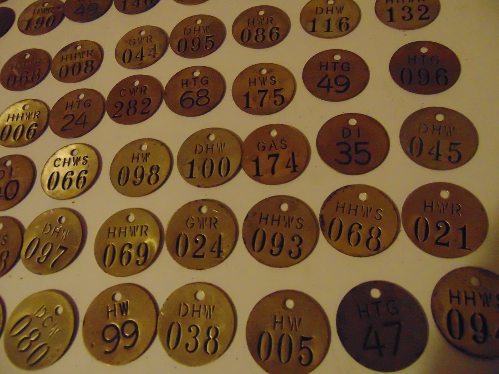100 Random Number 1.5" Round Brass Tags Industrial Steampunk 4